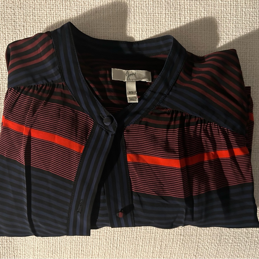 Joie Striped Blouse in Red and Black